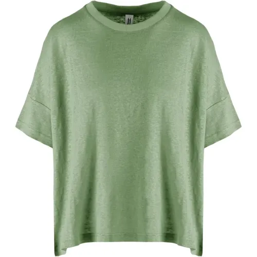Loose Fit Linen Crew-Neck T-Shirt , female, Sizes: L, XS, M, S - BomBoogie - Modalova