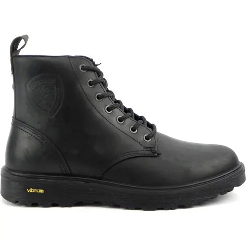 Stiefeletten, Leder, 3cm Sohle , Herren, Größe: 45 EU - Blauer - Modalova