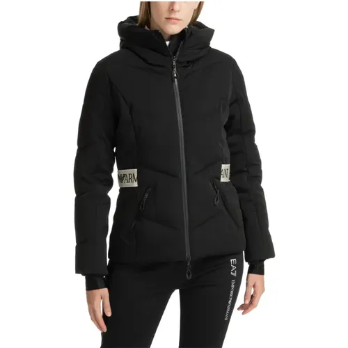 Ski Jacket with Hood and Logo , female, Sizes: S - Emporio Armani EA7 - Modalova