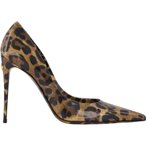 Leopard-Print Leather Pumps , female, Sizes: 8 UK, 6 UK - Dolce & Gabbana - Modalova
