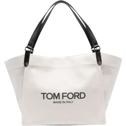 Canvas Panelled Design Logo Print Bag , female, Sizes: ONE SIZE - Tom Ford - Modalova