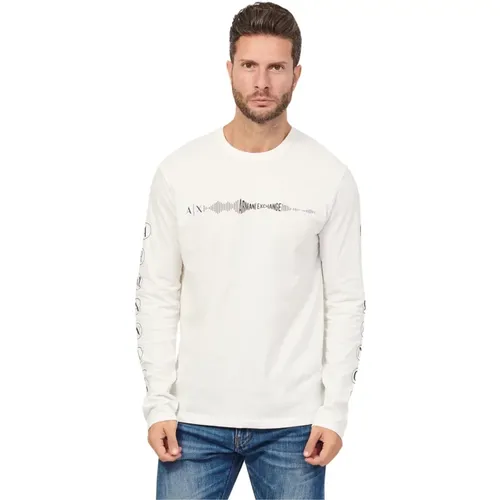 Weißes Jersey-Shirt aus Bio-Baumwolle , Herren, Größe: L - Armani Exchange - Modalova