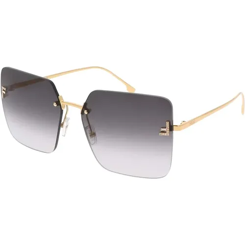 Crystal Square Rimless Sunglasses , female, Sizes: 59 MM - Fendi - Modalova