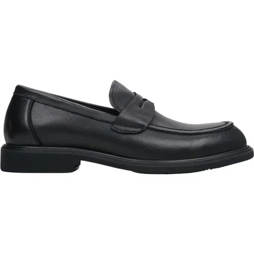 Herren Schwarze Penny Loafers aus echtem Leder Er00113950 - Estro - Modalova