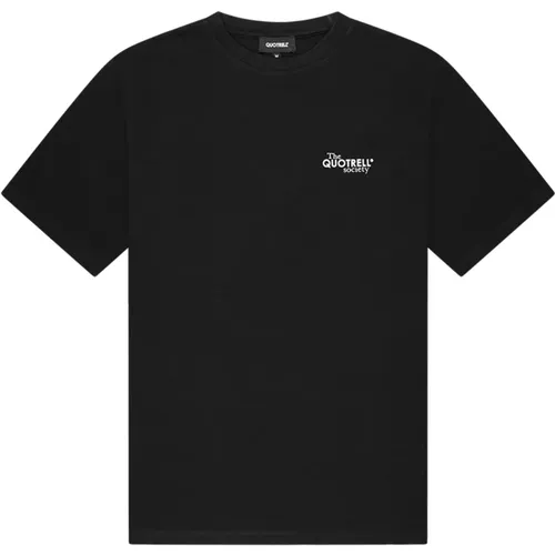 Klassisches Logo Print T-Shirt Schwarz/Weiß , Herren, Größe: XL - Quotrell - Modalova