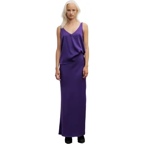 Hana long silk skirt violet , Damen, Größe: L - Ahlvar Gallery - Modalova