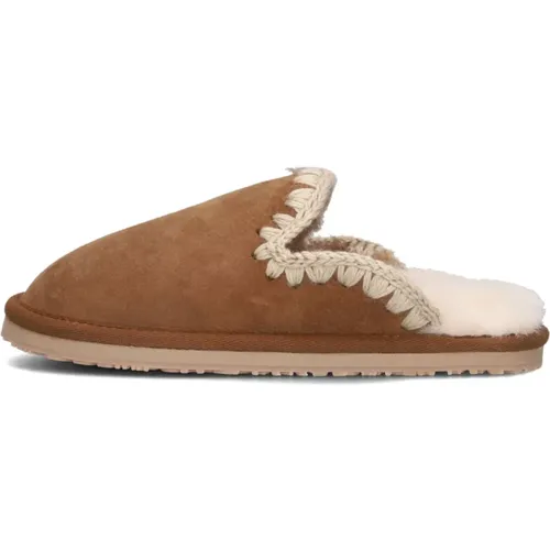 Eskimo Hausschuhe Damen Wildleder Cognac , Damen, Größe: 41 EU - Mou - Modalova