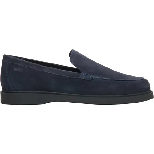 Herren Dunkelblaue Loafer aus Premium Italienischem Echtem Velours Er00115835 , Herren, Größe: 40 EU - Estro - Modalova