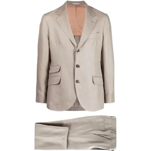Linen suit , male, Sizes: M - BRUNELLO CUCINELLI - Modalova