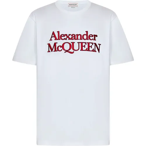 Weißes Loose-Fit Baumwoll T-Shirt , Herren, Größe: M - alexander mcqueen - Modalova