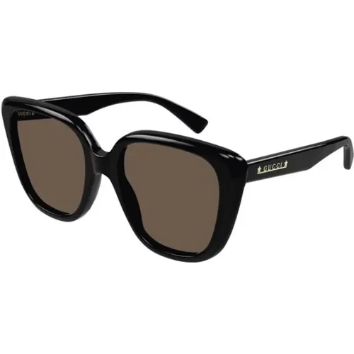 Schwarz Braun Sonnenbrille Damen Stil , Damen, Größe: 54 MM - Gucci - Modalova