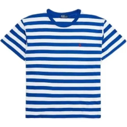 Gestreiftes Jersey T-Shirt in Saphirblau/Weiß , Damen, Größe: M - Ralph Lauren - Modalova