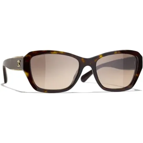 Ikonoische Sonnenbrille mit braunen Verlaufsgläsern , Damen, Größe: 52 MM - Chanel - Modalova