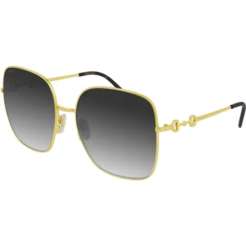 Gold/Grau getönte Sonnenbrille , Damen, Größe: 61 MM - Gucci - Modalova