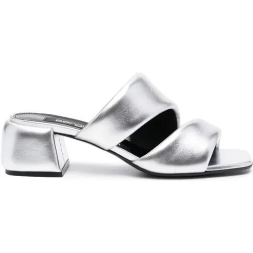 Silberne Sandalen mit Gepolstertem Design , Damen, Größe: 36 EU - Sergio Rossi - Modalova