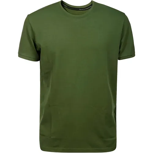 Macro Grünes Baumwoll-T-Shirt, Rotes Baumwoll-Kurzarm-T-Shirt, Rotes Baumwoll-T-Shirt mit Kurzen Ärmeln - RRD - Modalova
