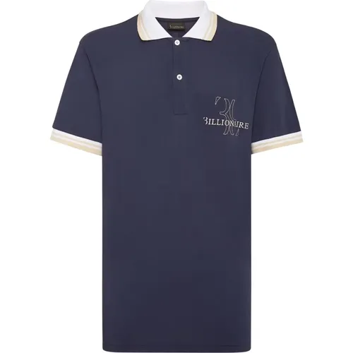 Blaues Poloshirt mit kurzen Ärmeln , Herren, Größe: M - Billionaire - Modalova