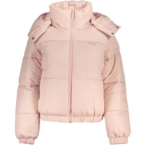 Rosa Kapuzenjacke mit Logo-Print , Damen, Größe: L - Fila - Modalova