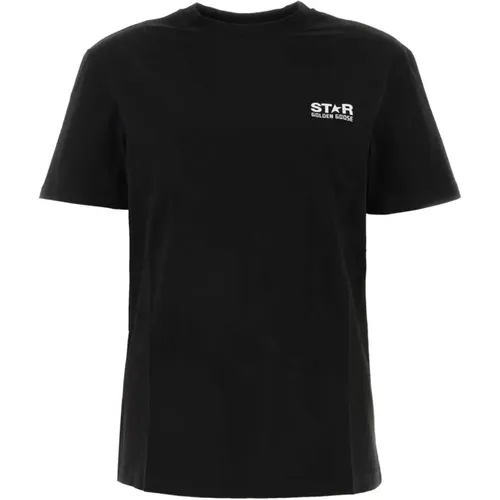 Schwarzes Baumwoll-T-Shirt , Damen, Größe: XS - Golden Goose - Modalova