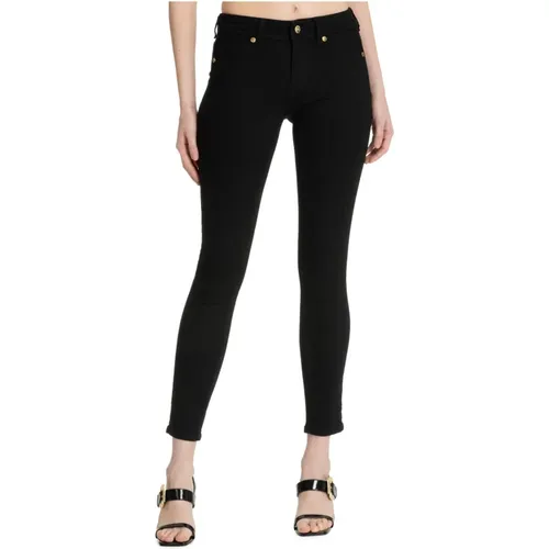 Short Jean with Logo Details , female, Sizes: W26, W27 - Versace Jeans Couture - Modalova