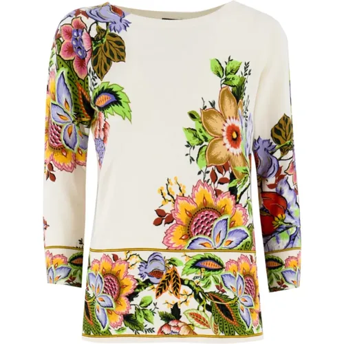 Silk Blend Bouquet Print Sweater , female, Sizes: L, S, M - ETRO - Modalova