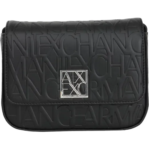 Schwarze Logo Schultertasche für Frauen - Armani Exchange - Modalova