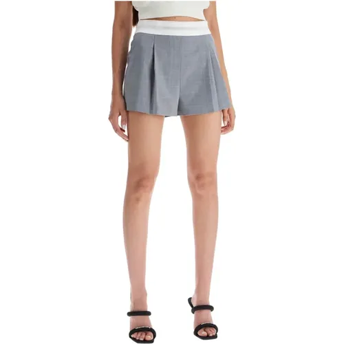 Plissierte Wollshorts mit Markenband - alexander wang - Modalova