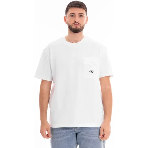 Tasche Textur T-Shirt , Herren, Größe: L - Calvin Klein Jeans - Modalova