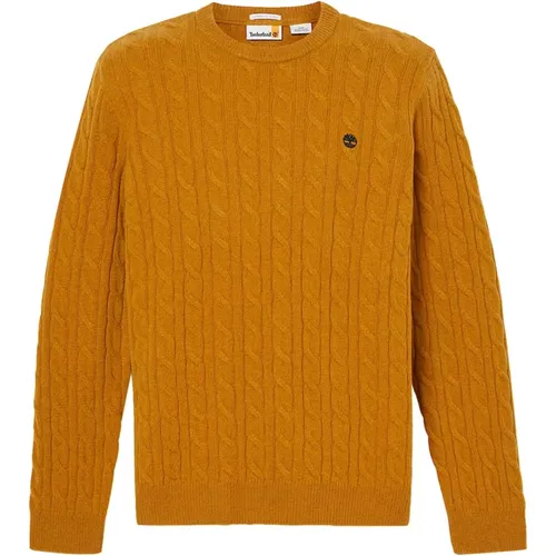 Gelber Wollmischung Rundhalsausschnitt Pullover , Herren, Größe: M - Timberland - Modalova