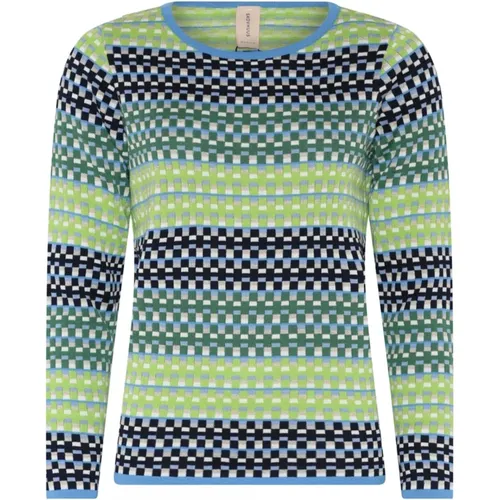 Besonderer karierte Pullover Bluse Blau/Grün , Damen, Größe: L - Skovhuus - Modalova