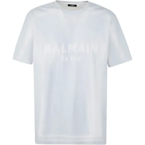 Wasserfarben Bulky Fit T-Shirt , Herren, Größe: S - Balmain - Modalova