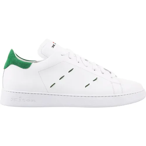 Grüne Low-Top-Sneakers aus weißem Leder - Kiton - Modalova