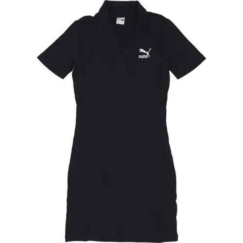 Ribbed V-collar Dress , female, Sizes: S - Puma - Modalova