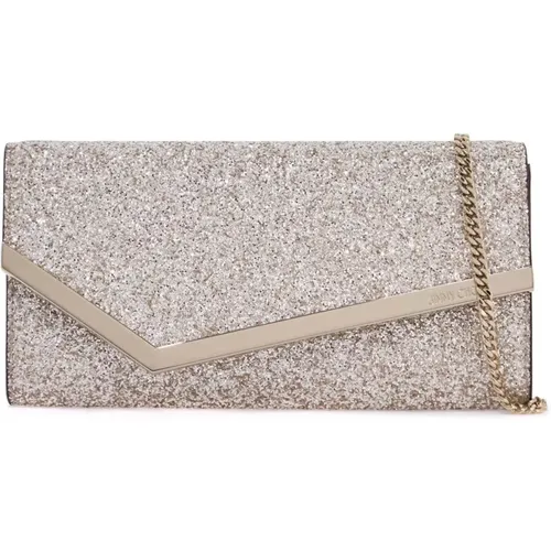 Glittery Emmie Clutch with Metal Trim , female, Sizes: ONE SIZE - Jimmy Choo - Modalova