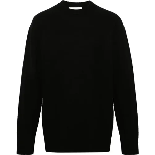 Schwarzer Woll-Crew-Neck-Pullover , Herren, Größe: L - Jil Sander - Modalova