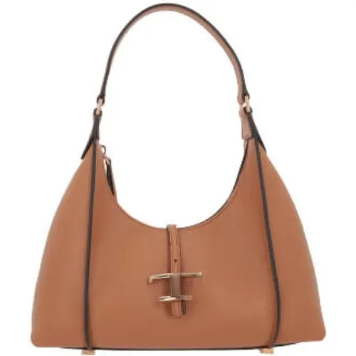 Light Hammered Leather Hobo Bag with Gold Hardware , female, Sizes: ONE SIZE - TOD'S - Modalova