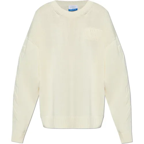 Sweater with logo , male, Sizes: M - Off White - Modalova