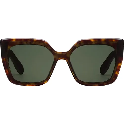 Moderne quadratische Sonnenbrille mit Schildpatt-Rahmen und grünen Gläsern - Dior - Modalova