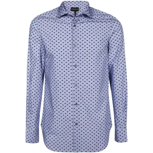 Regular Fit Shirt with All Over Micro Eagle Embroidery , male, Sizes: M, S - Emporio Armani - Modalova