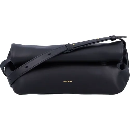 Schwarze Leder-Rollup-Small-Schultertasche - Jil Sander - Modalova