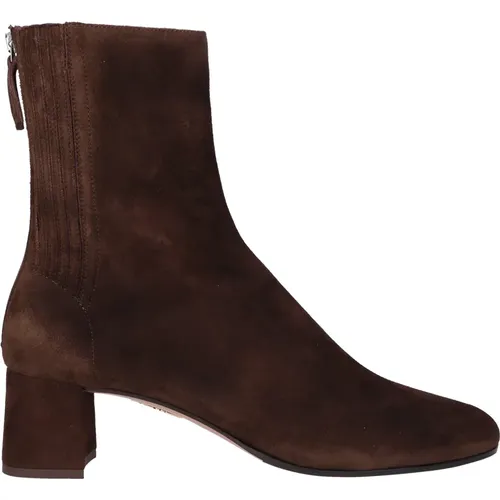 Classic ankle boots Saint Honore 50 Suede leather , female, Sizes: 4 UK - Aquazzura - Modalova