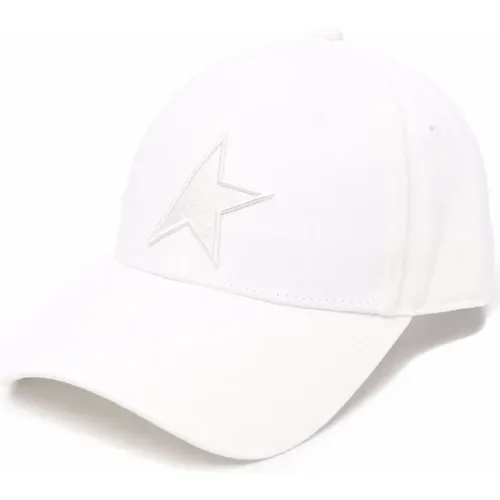 Weiße Baseballkappe mit Sternen-Patch , Herren, Größe: S - Golden Goose - Modalova