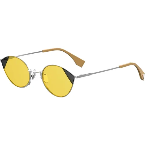 Cut Eye Sonnenbrille Silber Gelb , Damen, Größe: 51 MM - Fendi - Modalova