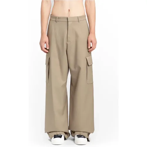 Embroidered Cargo Pants , male, Sizes: S - Off White - Modalova