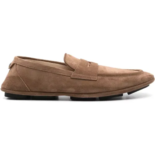 Logo-plaque suede loafers , male, Sizes: 6 UK, 8 1/2 UK, 6 1/2 UK, 11 UK, 7 UK, 10 1/2 UK, 10 UK, 9 1/2 UK, 7 1/2 UK, 8 UK, 9 UK, 5 1/2 UK - Dolce & Gabbana - Modalova