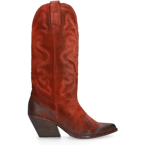 Vintage Leather Texan Boots , female, Sizes: 4 UK, 3 UK - Elena Iachi - Modalova