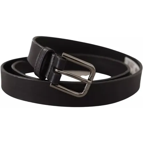 Leather Classic Belt with Metal Logo Buckle , unisex, Sizes: 90 CM - Dolce & Gabbana - Modalova