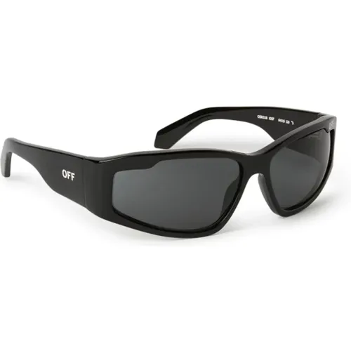 Sportliche Rechteckige Sonnenbrille , unisex, Größe: 64 MM - Off White - Modalova