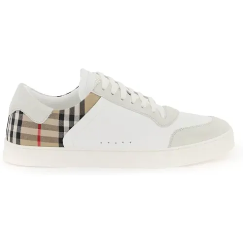 Check Leder Sneakers , Herren, Größe: 41 EU - Burberry - Modalova