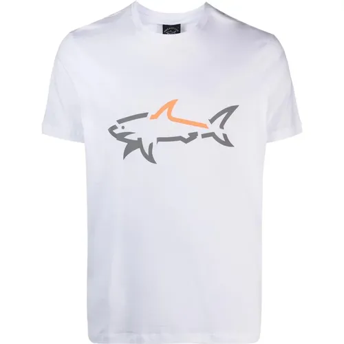 T-Shirt Bianca Paul Shark , male, Sizes: L - PAUL & SHARK - Modalova
